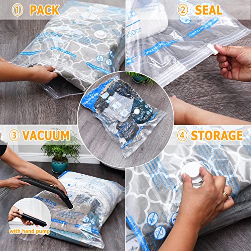 Vacuum Storage Bags 7 Jumbo, Space Saver Sealer Bags with Travel Hand