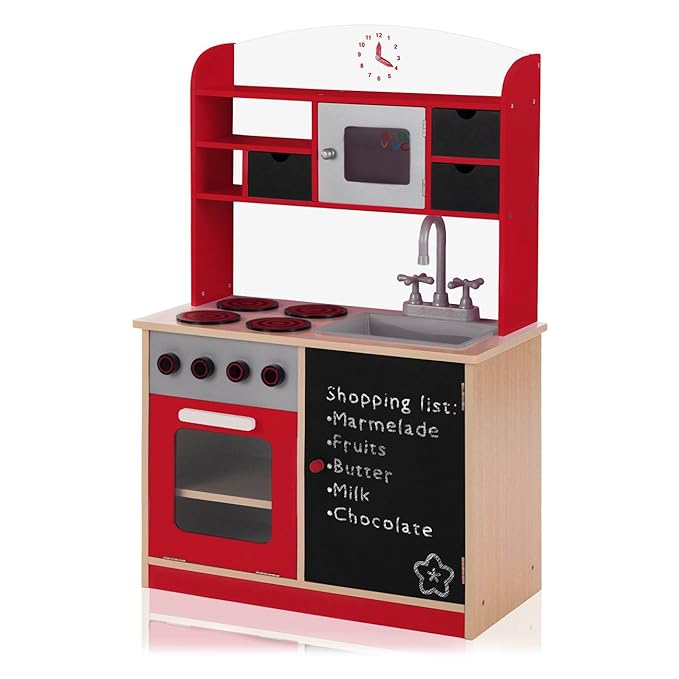 Kinderküche Holz mit Tafel - Baby Vivo Spielküche mit Tafel