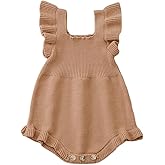 Bkixhv Newborn Baby Girl Sweater Romper Knitted Ruffle Sleeve Bodysuit Jumpsuit Toddler Cute Summer Clothes