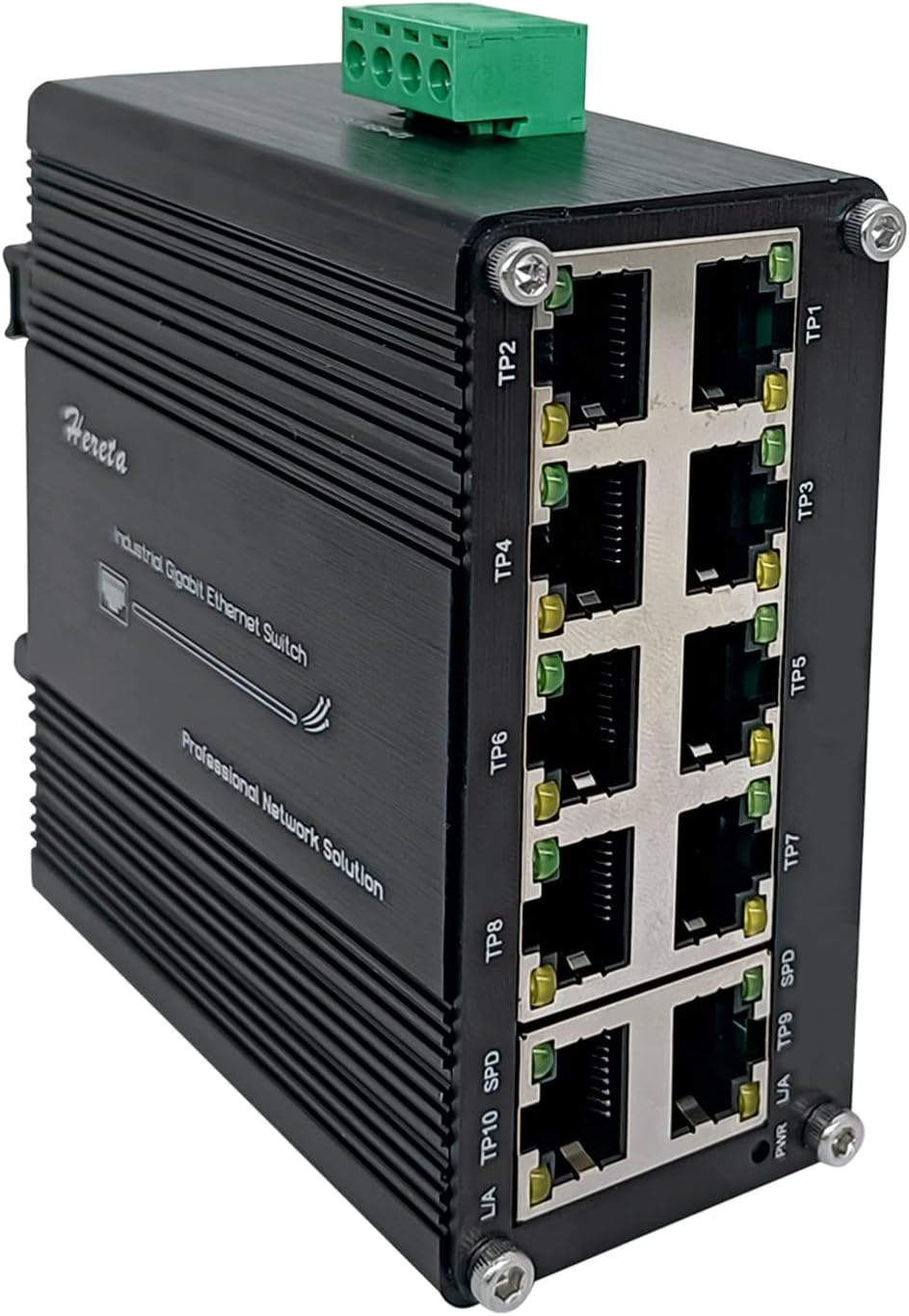 Hereta Industrial Gigabit Ethernet Switch 10-Port 1000Mbps RJ45 Auto MDIX