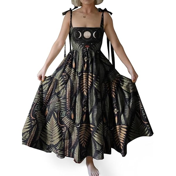 Amazon.com: TEERMLLQWA Gothic Moon Phase Witchcraft Women's Maxi Dress  Summer Casual Loose Elegant Long Dress : Clothing, Shoes & Jewelry