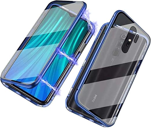 Custodia per Xiaomi Mi 9T Flip Cover Magnetica Adsorbimento Tecnologia Bumper in Metal 360 Gradi Full Body Protezione Case Ultra Sottile Trasparente Vetro Temperato Frontale e Posteriore Cover,verde