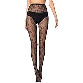 Luckinbaby Women Lace Patterned Tights Fishnet See Through Pantyhose Leggings Sexy Vintage Mesh Stockings