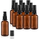 10 Pack Empty Amber Glass Pump Bottles Refillable Cream Lotion Bottles Travel Cosmetic Dispenser Bottle for Sample,Liton,Cream,Liquids Aromatherapy and More (50ml/1.7oz)
