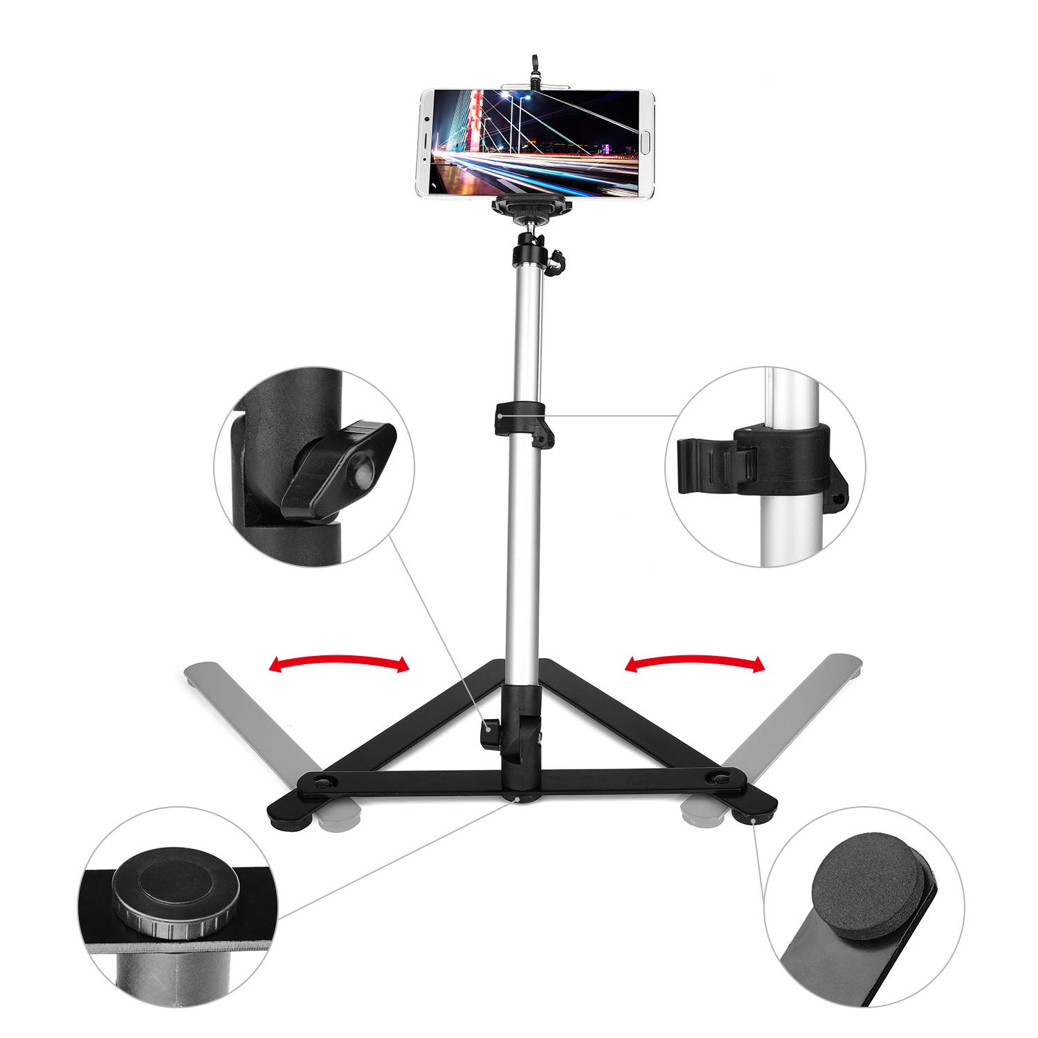 ChromLives Photo Copy Stand Pico Projector Stand with Phone Clamp