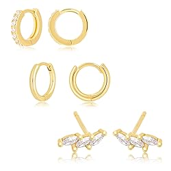 Inerney Gold Huggie Hoop Earrings Set for