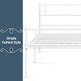 Yaheetech 3ft Single Bed Frame Metal Platform White with Scroll Headboard view 5