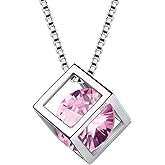 Aurora Tears Birthstone Necklace/Earring 925 Sterling Silver Women Cross/3D Cube/Cresent Moon Birth Stone Jewelry Mens Birthday Gift Anniversary Present