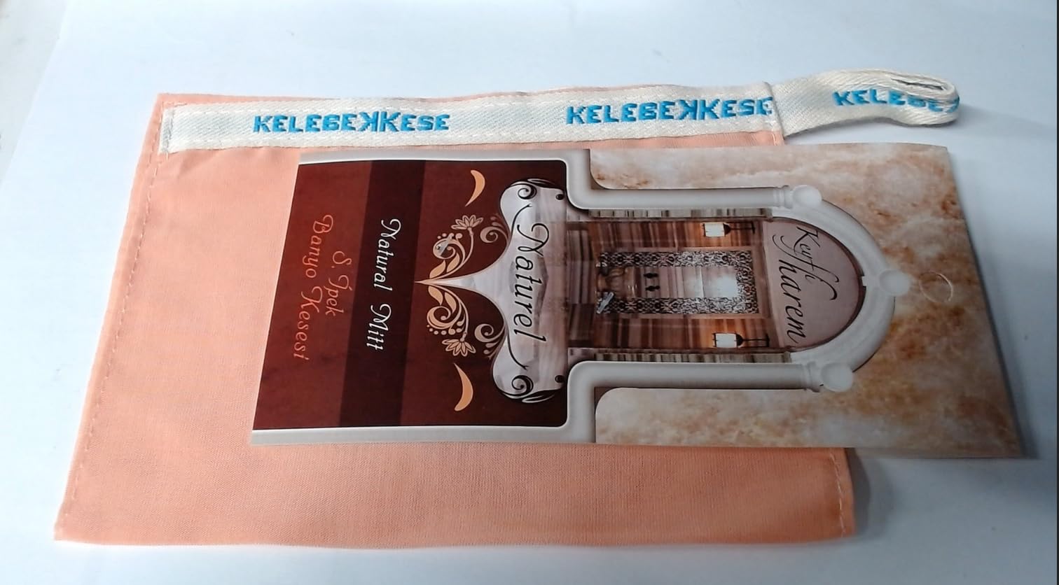 Exfoliating Gloves Mitts KESE Turkish Bath Hammam Hamam Scrub Peeling with HOW TO USE INSTRUCTIONS (Pink/Beige Cocoon Silk Glove)L8