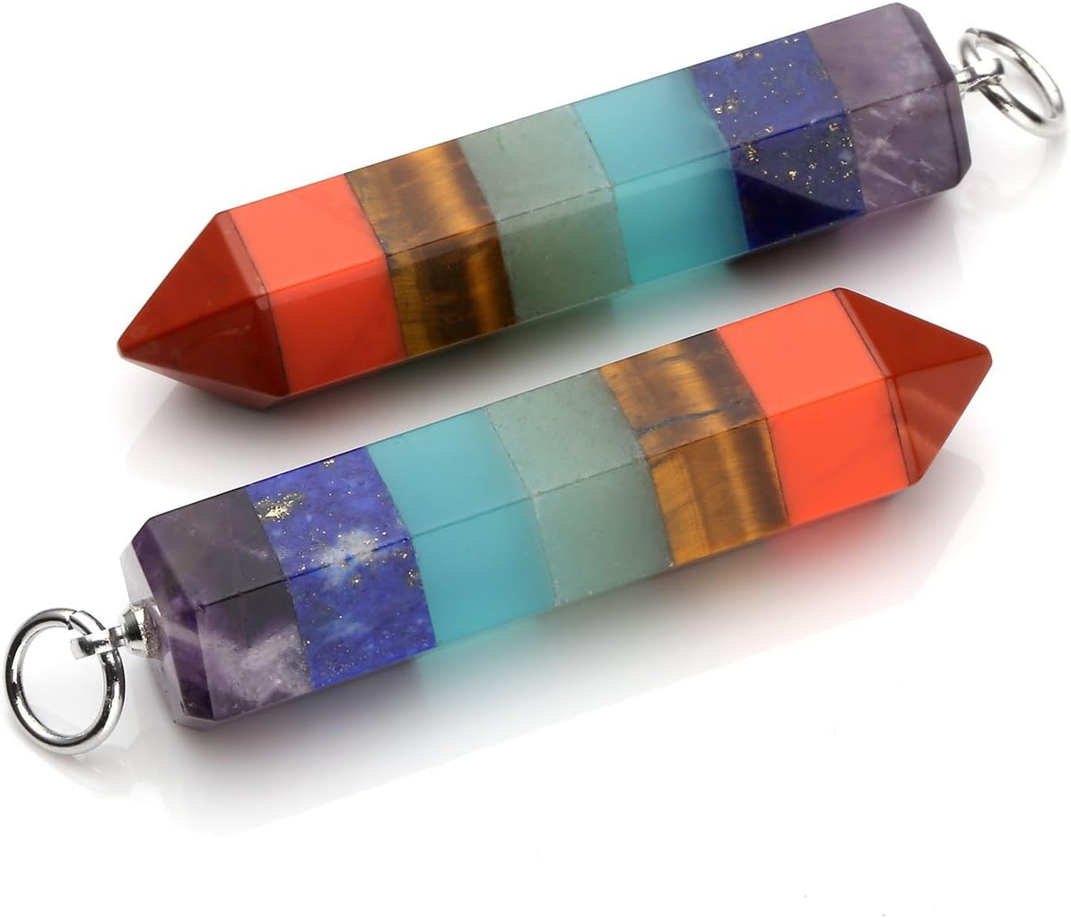 Jovivi 7 Chakra Healing Crystal Gemstone Hexagonal Pointed Reiki Chakra Stone Pendant Necklace Pendulum Jewellery Gifts for Women - Image 5