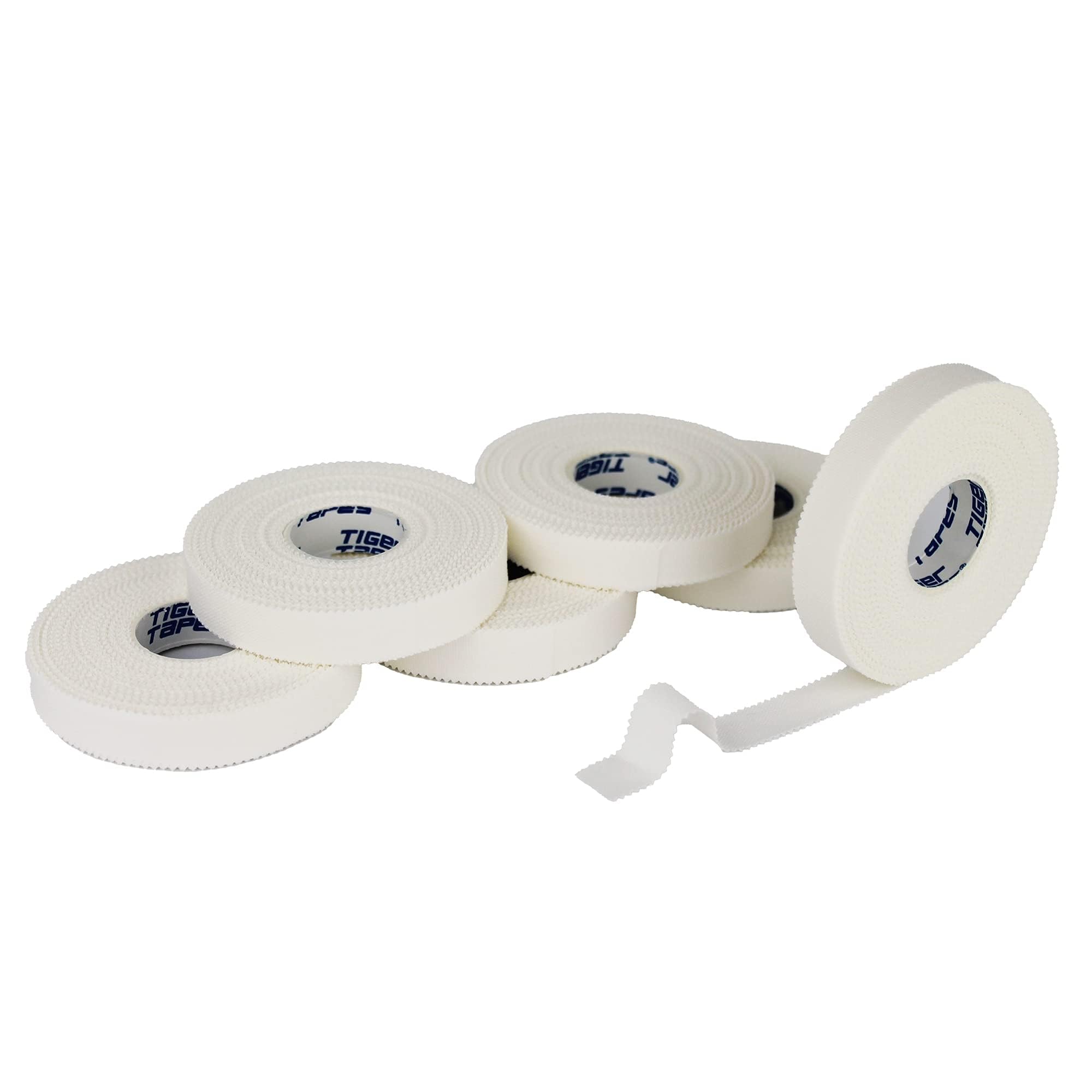 TIGERTAPES 6 Rolls Zinc Oxide Finger Tape - 1.25cm x 13.7m | Long Athletic Tape - Hand Tearable, Easy to Use | Climbing, BJJ, Boxing, Jiu Jitsu, Blister Prevention | White
