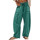 Panadila Womens Barrel Pants Drawstring Wide Leg Sweatpants Baggy Summer Lounge Pants Casual Beach Trousers