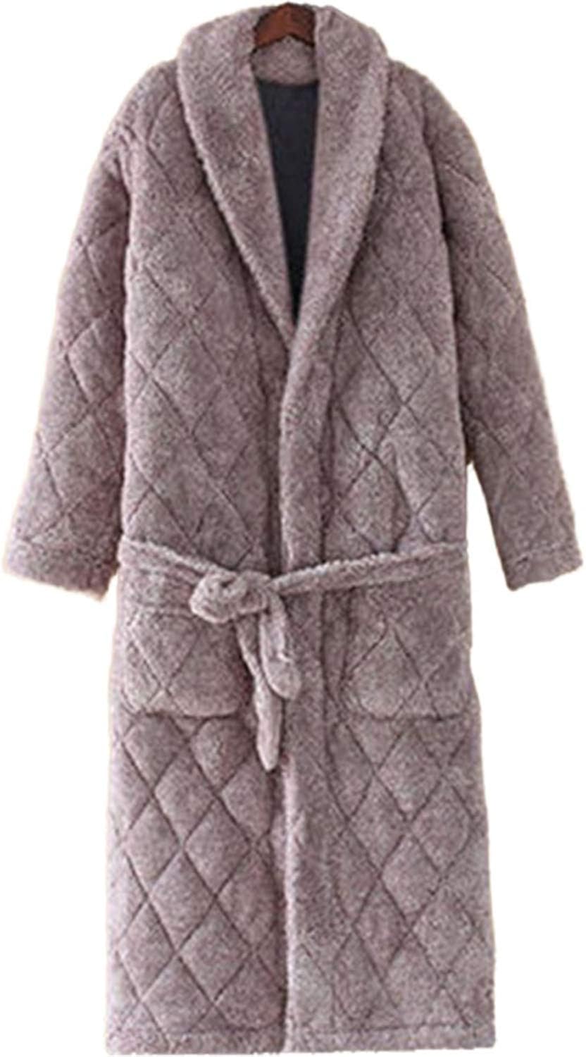 Mens Fluffy Dressing Gowns,Warm Thick Nightgown Lengthened Plush Bath