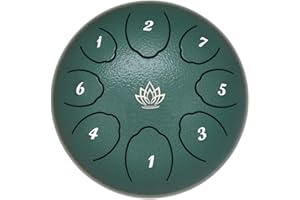 Yasisid Steel Tongue Drum 6 Inche 8 Note Steel Drums Instruments,Percussion Instrument,with Soft Bag,Music Book,2 Mallets,for Meditation or Yoga(Green)
