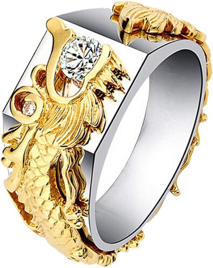 Eternity Rings,Dainzuy Men and Women's Dragon Diamond Personality Creative Ring
