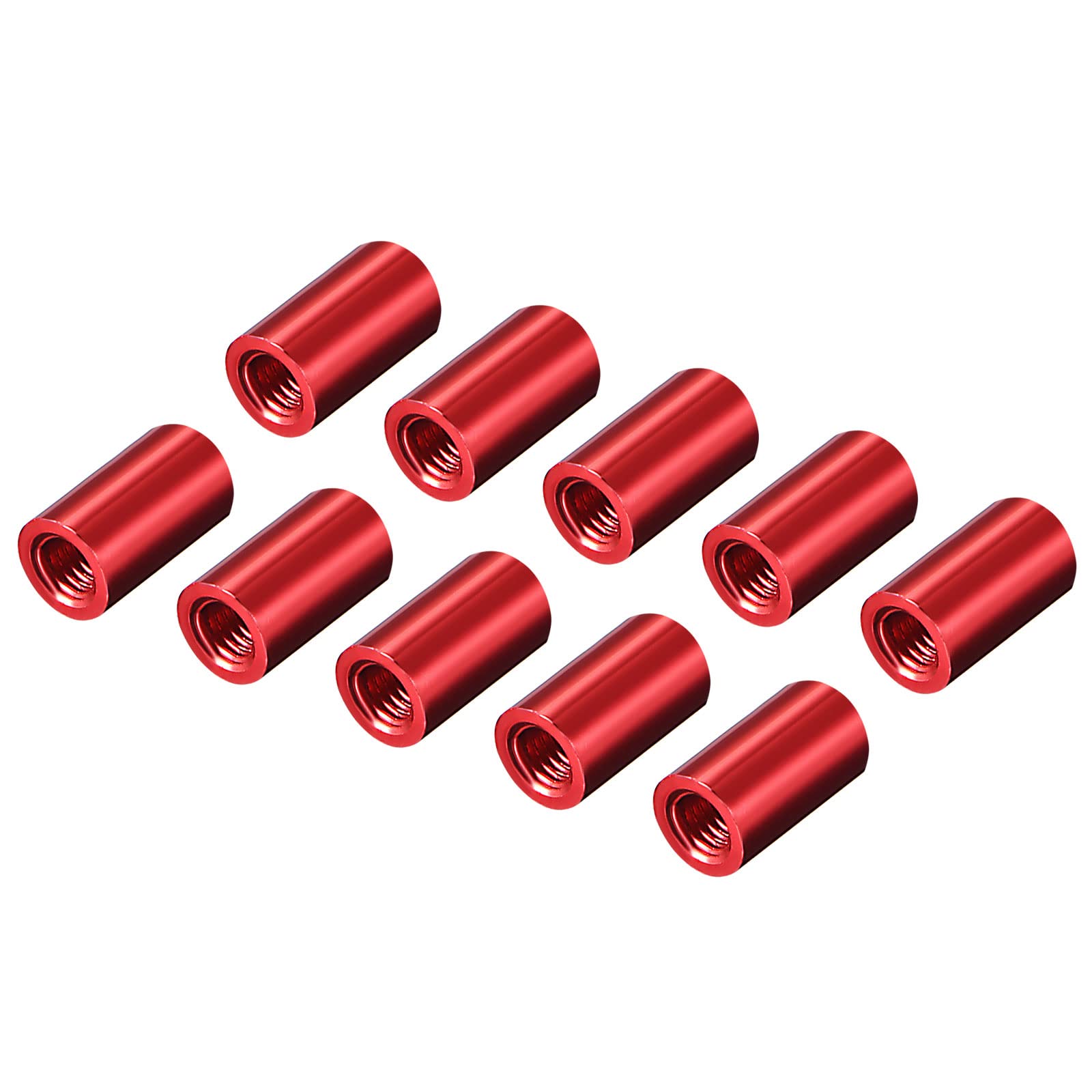 DMiotech 10 Pack M3x10mm Aluminum Spacer Column Aluminum Standoffs Round Spacers Model Spacing Screw Post for RC, Red