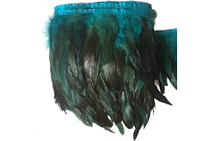 Sowder Rooster Hackle Feather Fringe Trim 5-7" in Width Pack of 5 Yards(Turquoise)