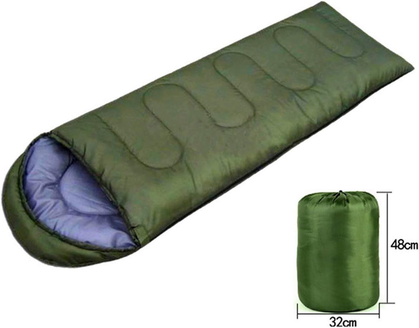 Goodforyou21 Envelope Type Outdoor Camping Sleeping Bag Portable Ultralight Waterproof Travel by Hiking Boots Cotton Sleeping Bag with Cap 210 75,Green