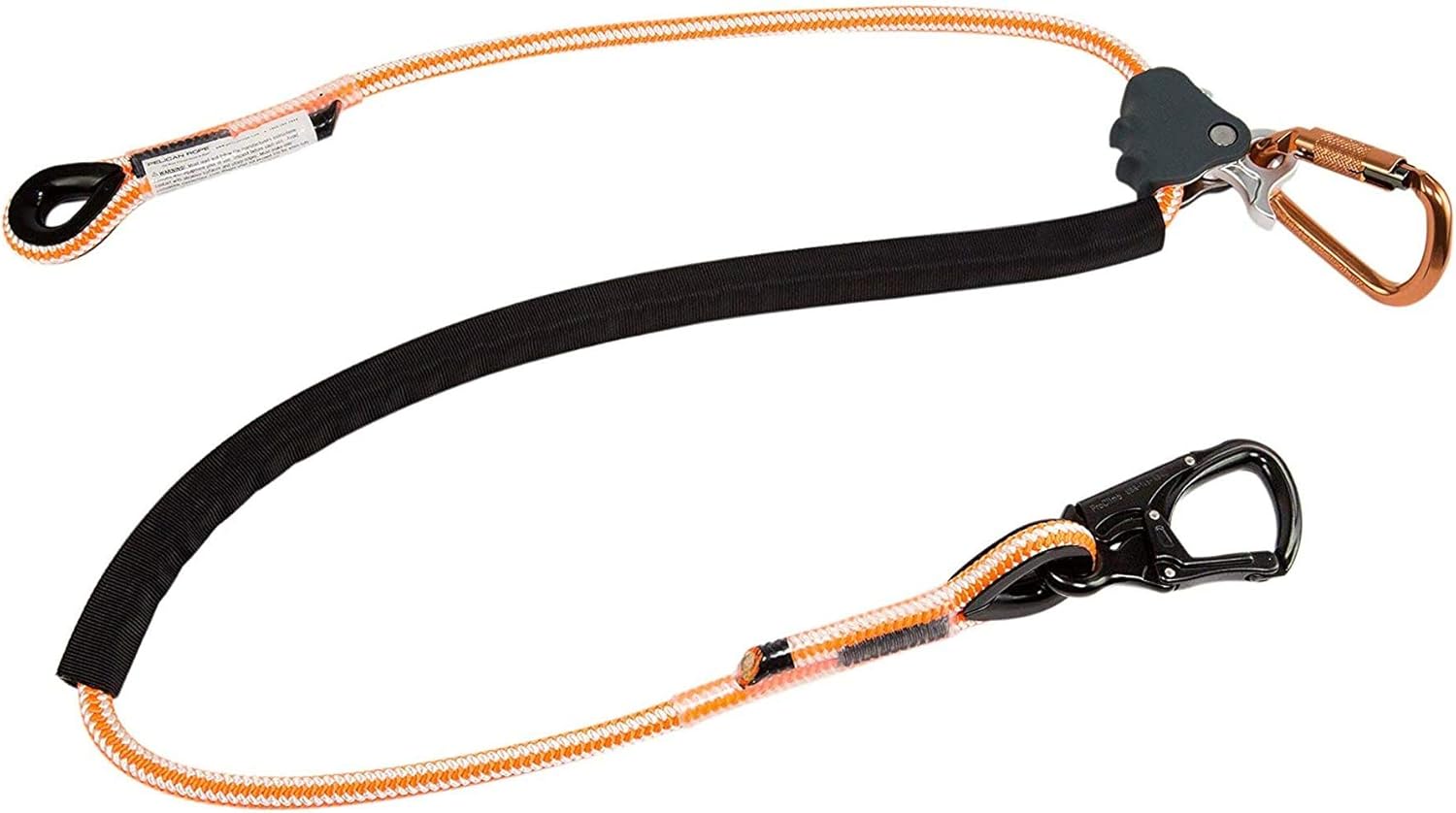 Pelican Rope Positioning Lanyard with Aluminum Snap Hook (1/2 inch x 8 feet) – Polyester Rope, Adjustable Lanyard, for Fall Protection, Arborist, Tree Climbers - - 