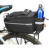 ZTZ Bike Rack Bag, Bicycle Rear Rack Storage Luggage, 8L Insulated Trunk Bag, Waterproof with Reflective Stripes (Black)