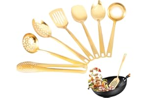 7 Pcs Cooking Utensils Set, Heavy Duty Stainless Steel Kitchen Utensil Set with Hanging Holes, Study Kitchen Utensil Gadgets 