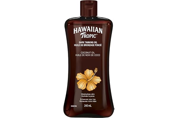 Hawaiian Tropic Dark Tanning Oil, 240mL | Moisturizing Body Oil, Tan Enhancer, Cocoa Butter Oil, Coconut Oil for Skin, 240mL