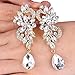 BriLove Women's Wedding Bridal Dangle Earrings Bohemian Boho Crystal Flower Chandelier Teardrop Bling Earrings Clear Gold-Toned