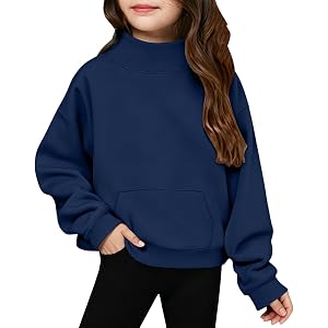 High Neck Fleece Sweatshirts Girl Soft Casual Pullover with Front Pocket Oversized Fall Winter Fashion Outfits 2026