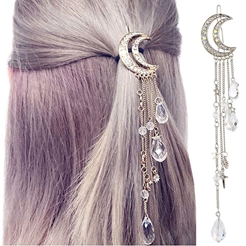 Qtmy silver moon rhinestone tassel with crystal charms …