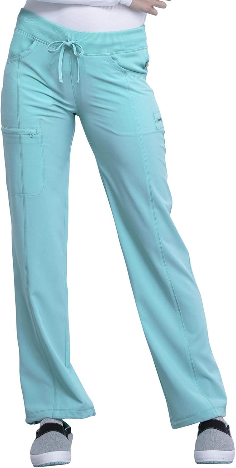 Cherokee Womens Infinity Low Rise Straight Leg Drawstring Scrubs Pant, Red, One Size: Clothing