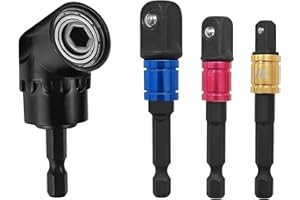 4PCS Impact Grade Driver Sockets Adapter Extension Set,105 Degree Right Angle Driver Extension Screwdriver Drill Attachment,3