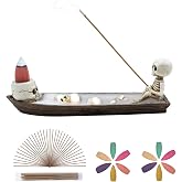 Incense Burner, backflow Incense Burner,Skeleton Ship Incense Holder,Hand-Carved Decorations,Cool Room Decorations, Awesome and Ideal Gifts, Brown