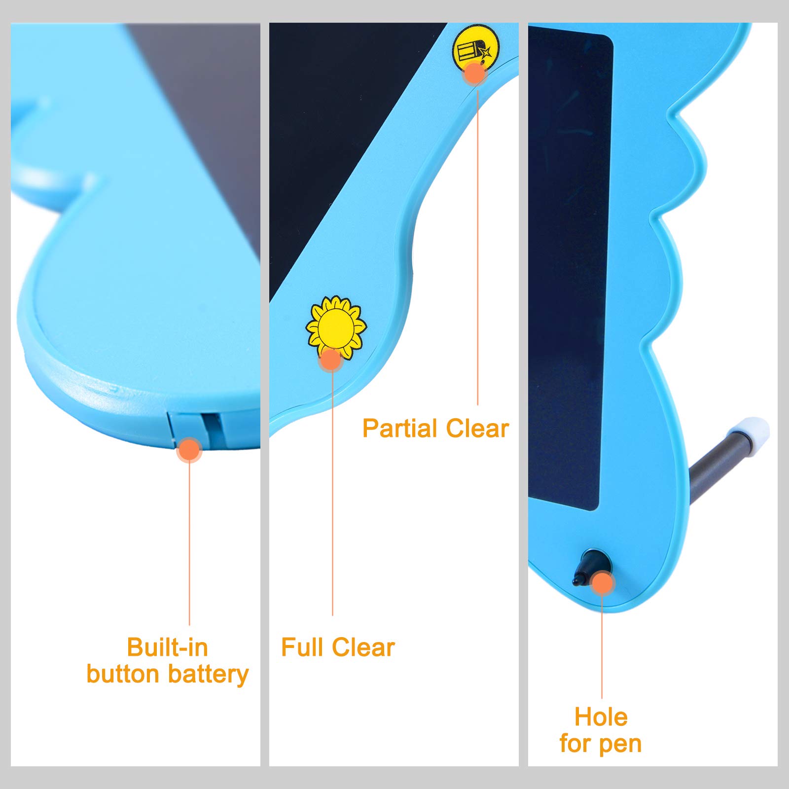 Voilamart LCD Writing Tablet Board Electronic Drawing Pad Digital eWriter for Kids Graphics Tablet Handwriting Pad with Partial Delete Function (Blue)