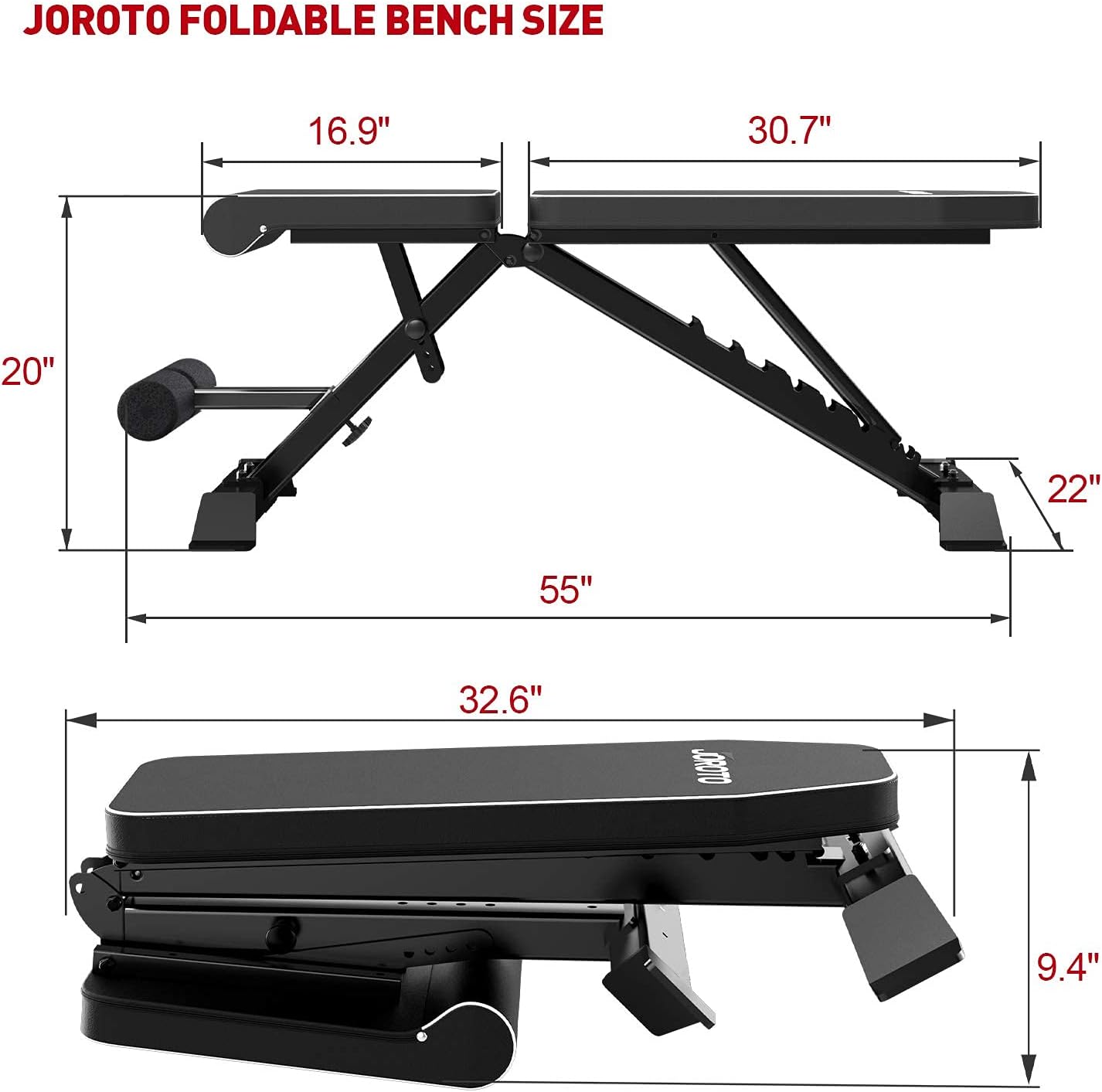 JOROTO Adjustable Weight Bench Workout Bench for Full Body Foldable Multi-purpose Strength Training Incline Decline Exercise Bench Press for Home Gym, 700lbs Capacity : Sports & Outdoors