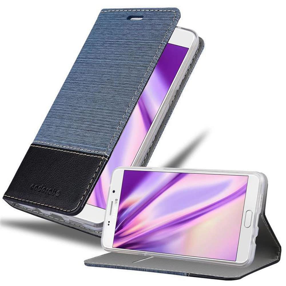cadorabo Book Case works with Samsung Galaxy A9 2016 in DARK BLUE BLACK - with Magnetic Closure, Stand Function and Card Slot - Wallet Etui Cover Pouch PU Leather Flip