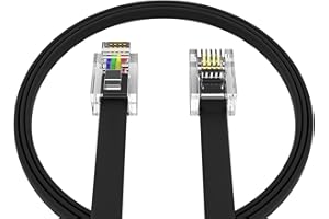 AmzDeals 2-Pack 5 Feet Black Telephone Cable 6P4C RJ11 Male to Male, Made in USA Pro Grade Phone Line Cord