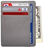 RFID Wallet Mens Slim Leather RFID Blocking Front Pocket Wallet Thin Card Holder