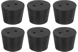 uxcell 6 Pcs 2-Hole Rubber Stopper, Tapered Lab Seal Tube Stopper Plug for Test Tube Flasks Glass Containers Industry and Lab