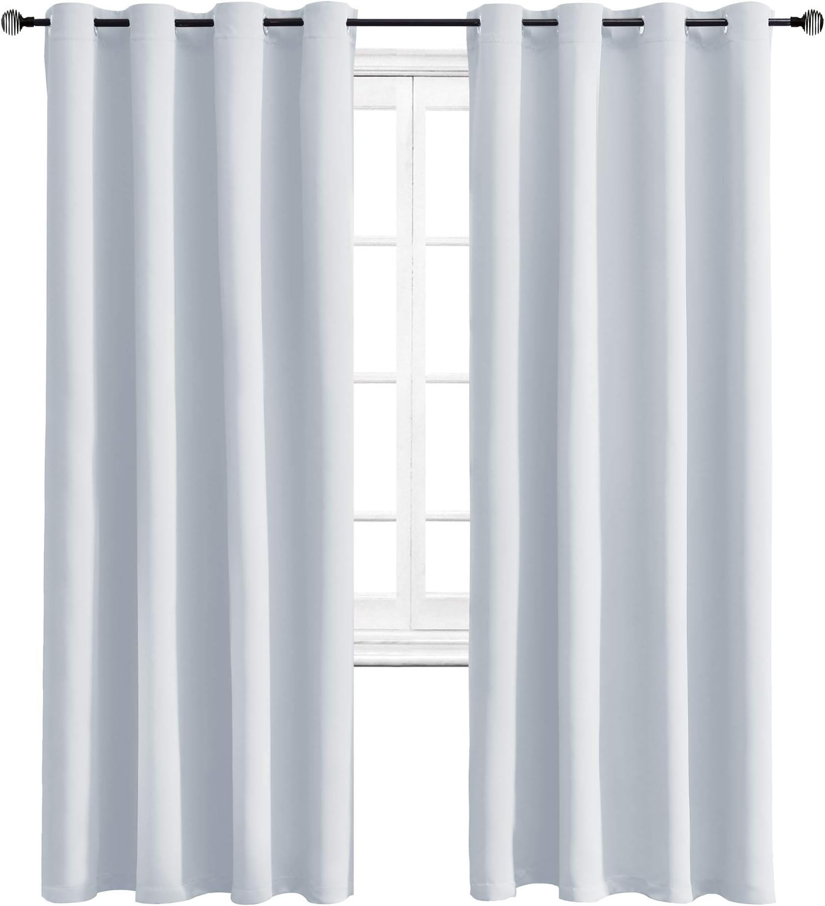 WONTEX Blackout Curtains Room Darkening Thermal Insulated Living Room Curtains, 52 x 84 inch, Greyish White, 2 Grommet Curtain Panels