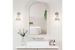 Mepplzian Arched Medicine Cabinets with Mirror,Medicine Cabinet for Bathroom, Arch Medicine Cabinet with Storage,Brushed Nickel Mirror Cabinet,Wall Mounted Only,20x36Inch