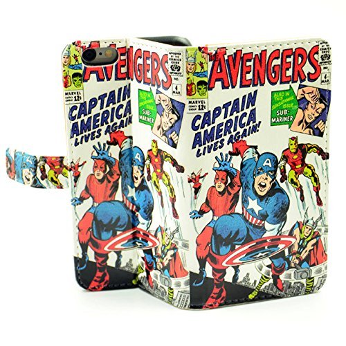 Unique! Marvel Comic Captain America Avengers Pattern Slim Wallet Card Flip Stand Leather Pouch Case Cover For Apple iphone 6