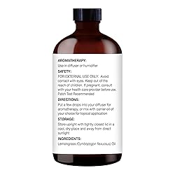 Majestic Pure Lemongrass Essential Oil with Glass