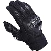 Harssidanzar Men's Leather Full Finger Motorcycle Gloves KM046
