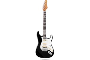 Fesley 39" Electric Guitar: Solid Body Electric Guitars for Intermediate &Pro Players with Wilkinson Pickups,Grover Tuners,6 String Guitar with Roasted Maple Neck,Single Coil Split System,Black