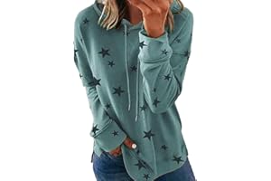 SMIDOW Womens Plus Size Long Sleeve Hoodies Casual Loose Star Print Hooded Sweatshirt Pullover Tops Comfy Fall Fashion Outfits