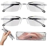 ROBOHOOK 2 Pcs Auto Focus Glasses Intelligent Zoom Smart Reading Color-Changing Anti Blue Light Presbyopia For Men (White)