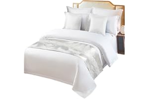 SABOLNY Marbling King Size Bed Runner Scarf, Luxury Bed Throw Runners & Scarves for Twin Full Queen King, Wedding Room Decoration, Marble Grey Gold Modern Abstract Art 94"x20