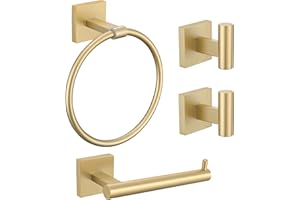 Towel Ring Set 4 Piece Bathroom Hardware Set Includes Towel Ring 2 Towel Hooks and Toilet Paper Holder Stainless Steel Wall M