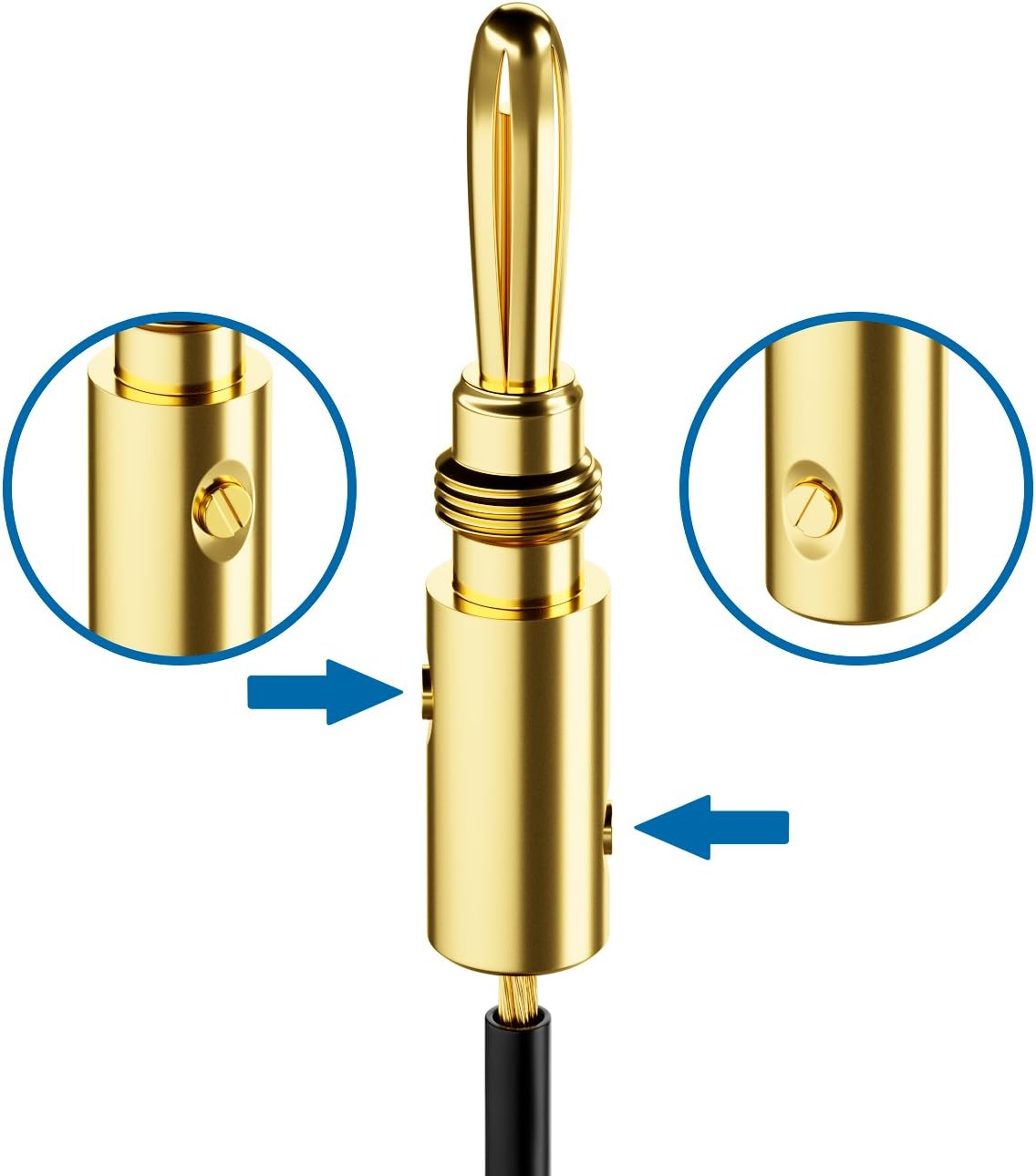 deleyCON 8x Banana Connectors Set Gold-Plated Screwable for Speaker Cables from 0.75mm - 4mm & e.g. HiFi Receivers - Image 5