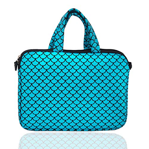 10.5-Inch Laptop Ipad Shoulder Carrying Bag Case Sleeve for 9.6" 9.7" 10" 10.1" 10.5" Ipad/Netbook/Tablet/Reader, Mermaid Scale (Blue)
